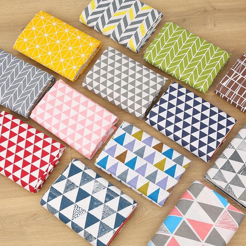 Vải Bố Thô Canvas May Khăn Bàn May Rèm Decor Trang Trí Hoạ Tiết Hình Học Sang Trọng