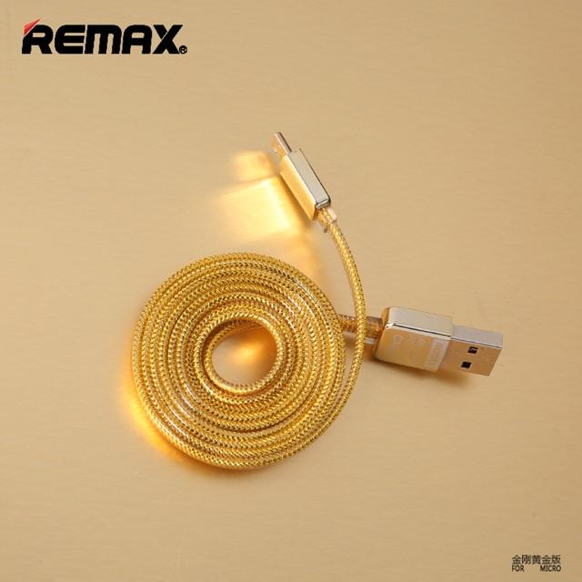 Cáp sạc Remax mạ vàng 1m cho cổng Micro USB Hàng Chính Hãng