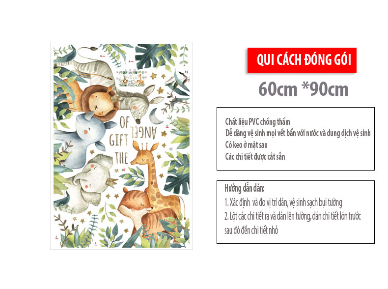 Sticker Giấy Dán Tường Decal Dán tường Mẫu Sở thú ZH023