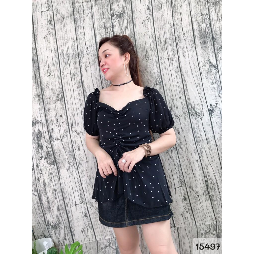 15497 Áo BIG SIZ peplum Rút d â y Bi Bi Tim li ti