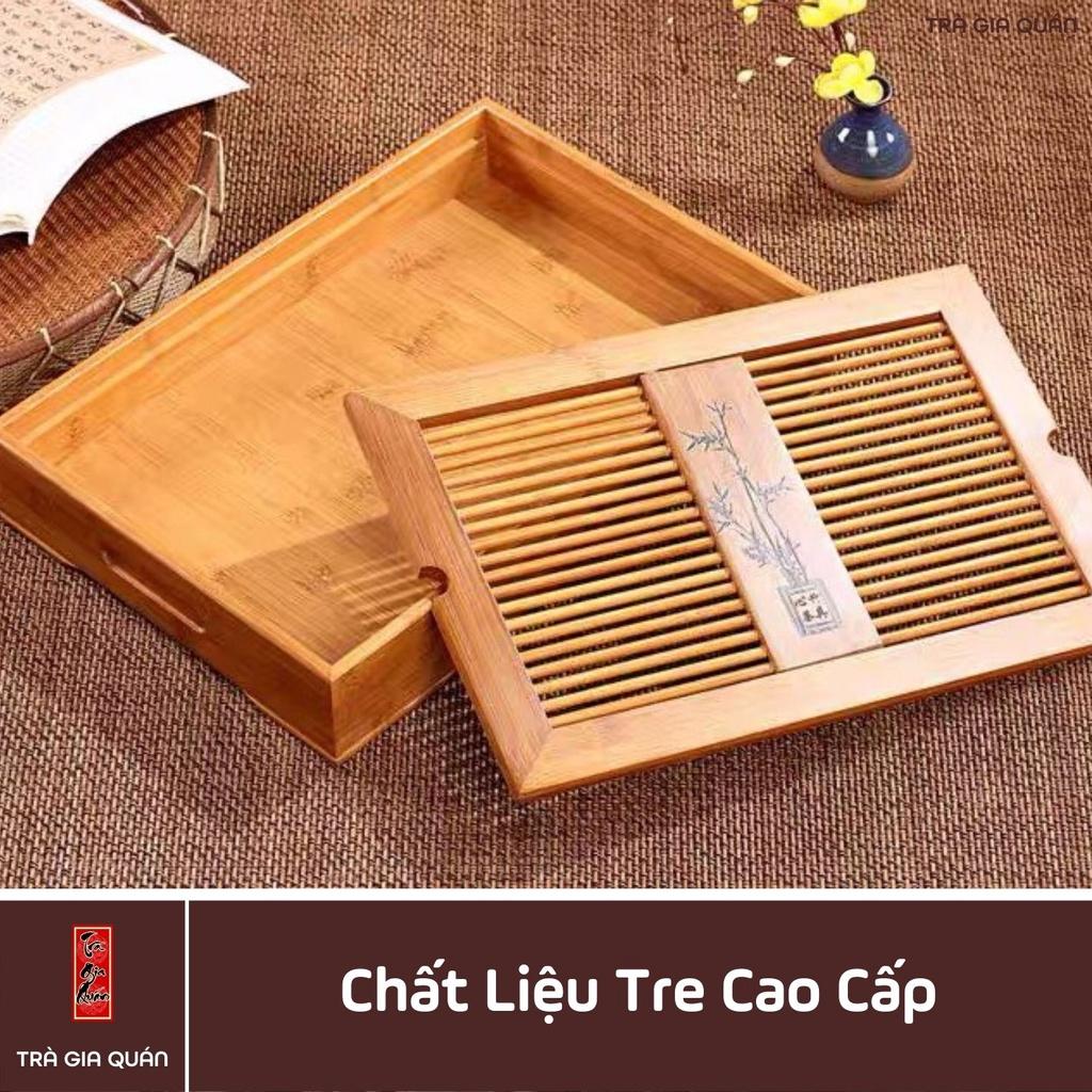 Khay Trà Tre Cao Cấp Hình Chữ Nhật Khắc Trúc KT 96