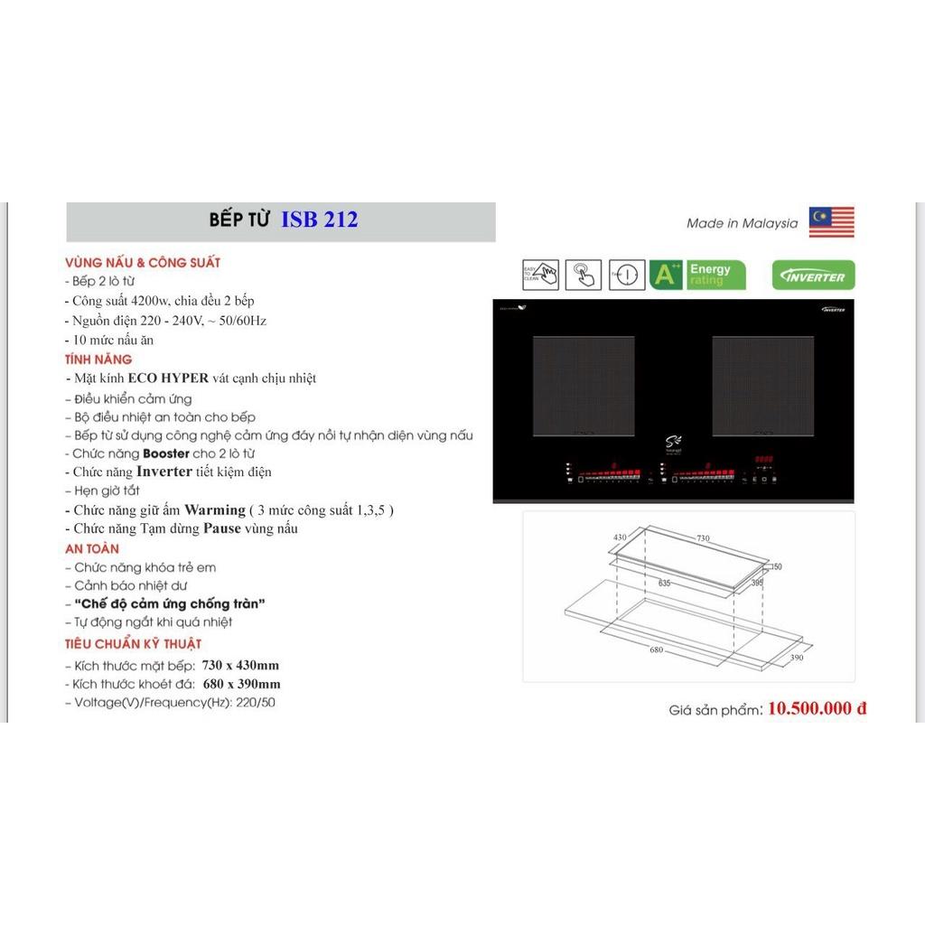 Bếp 2 từ âm Smaragd ISB 212 (Malaysia)- Hàng chính hãng