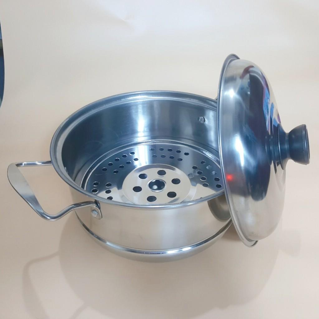 Nồi inox kèm xửng hấp tiện lợi thân cao có nắp đậy kín cao cấp