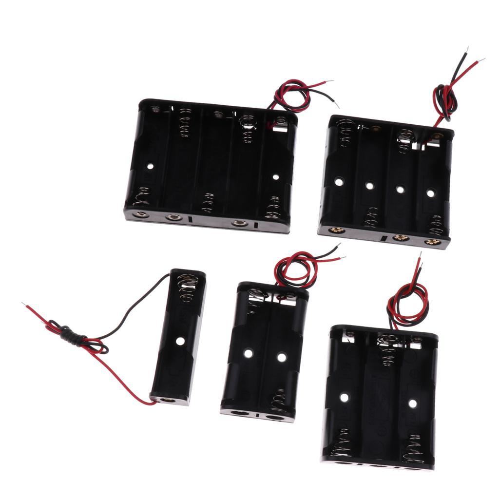 5Piece AA Battery Holder Storage Cases Protective Black