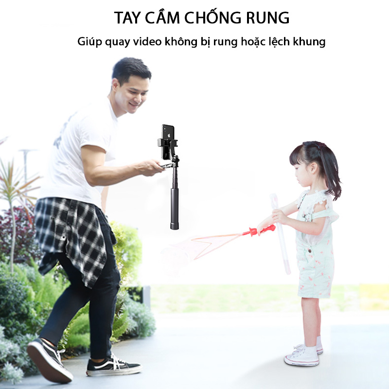 Gậy Chụp Ảnh 1m6 kiêm tay cầm quay video chống rung A21 tích hợp Remote Bluetooth Thế Hệ Mới Hàng Chính Hãng