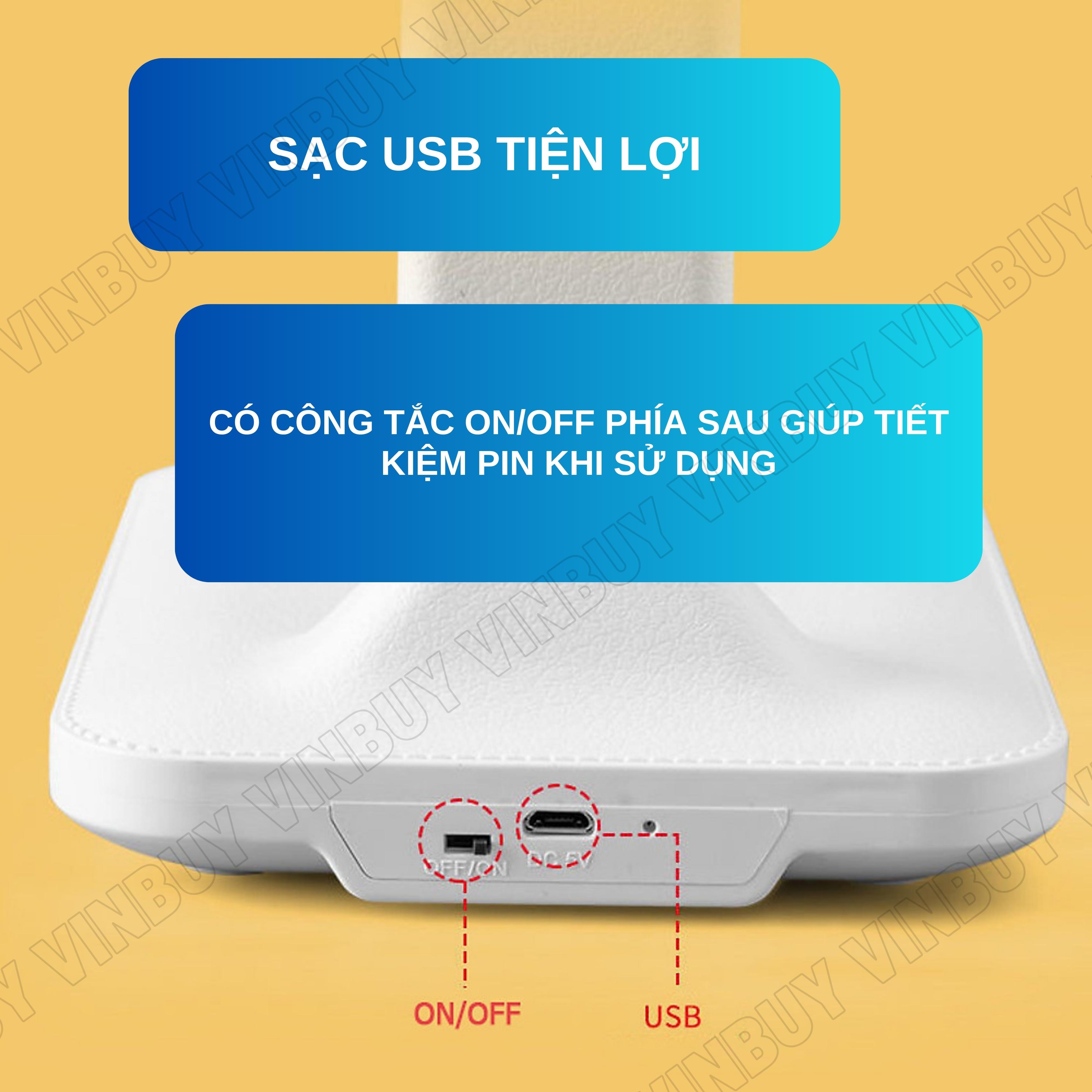 Đèn bàn học làm việc đọc sách chống cận, pin sạc tích điện led có thể gấp gọn – 03 chế độ ánh sáng bảo vệ mắt - Chính hãng VinBuy