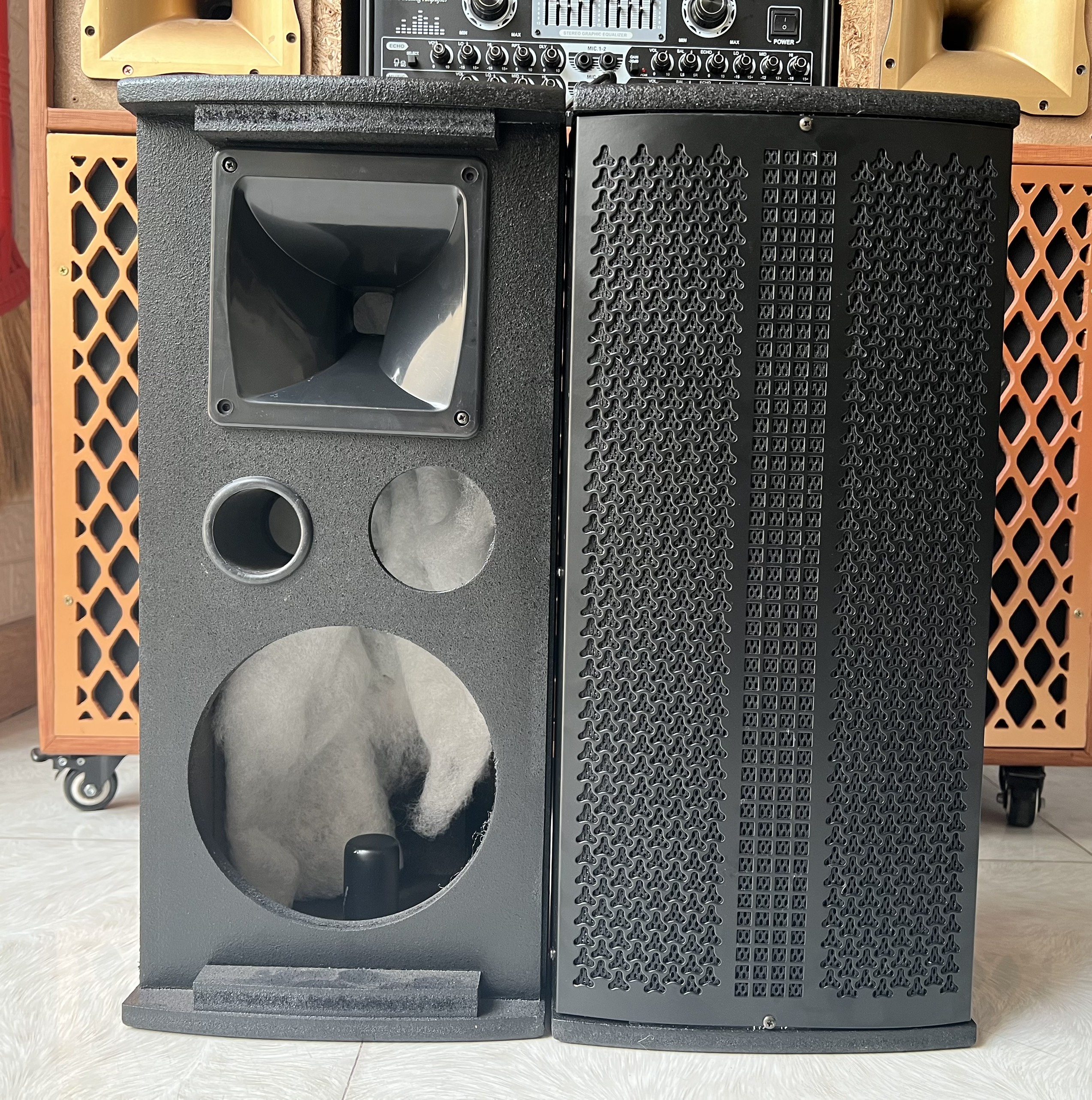 Vỏ thùng loa 2 tấc thùng sơn 1 bass 20, 1 chép kèn 1 chép giấy Hải Triều