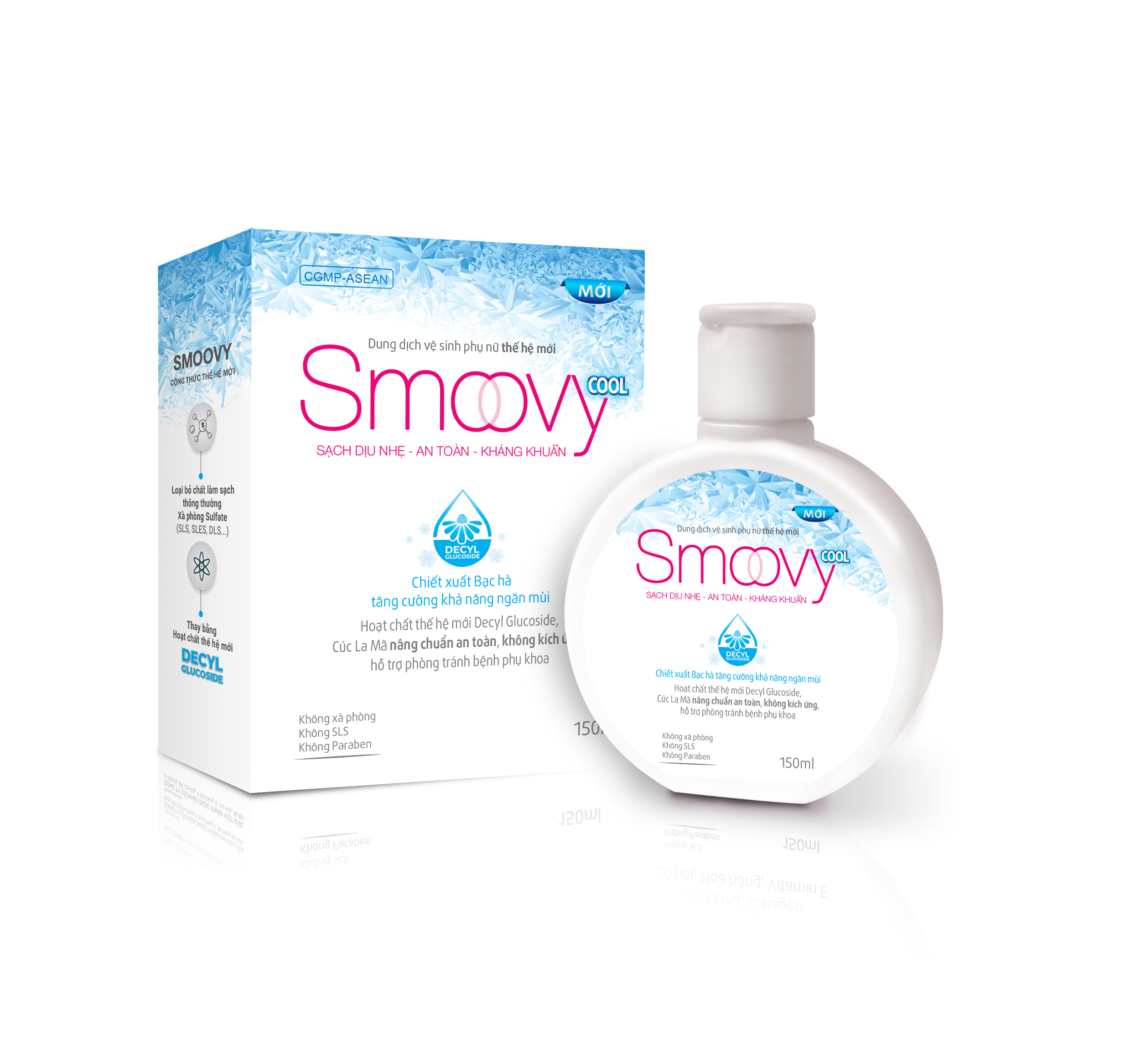 Dung dịch vệ sinh phụ nữ thế hệ mới Smoovy và Smoovy Cool sạch dịu nhẹ, an toàn, kháng khuẩn 150ml