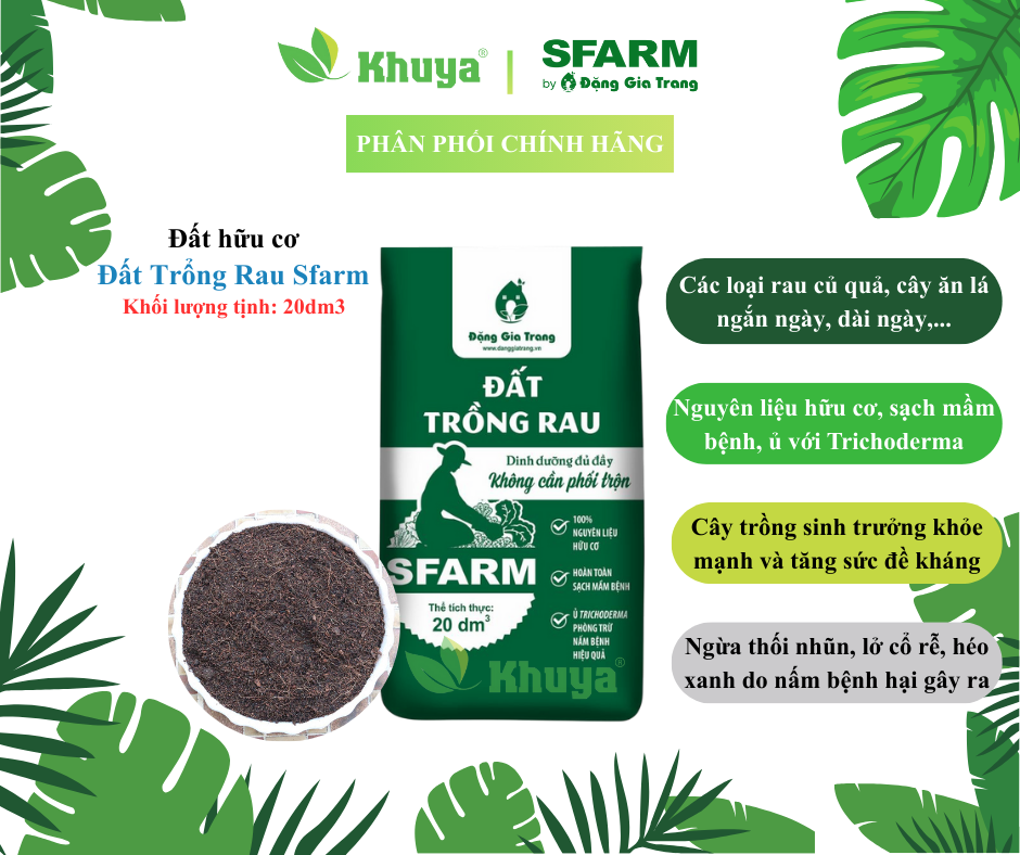 Đất trồng rau SFARM 20dm3 khoảng 8-9kg