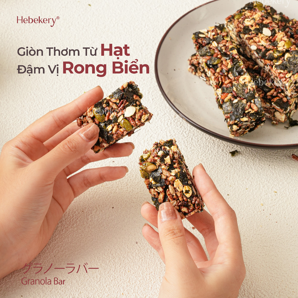 Thanh Hạt Dinh Dưỡng Rong Biển Nori Nhật Bản Hebekery - Snack Rong Biển Ăn Vặt Healthy Đầy Đủ Dinh Dưỡng