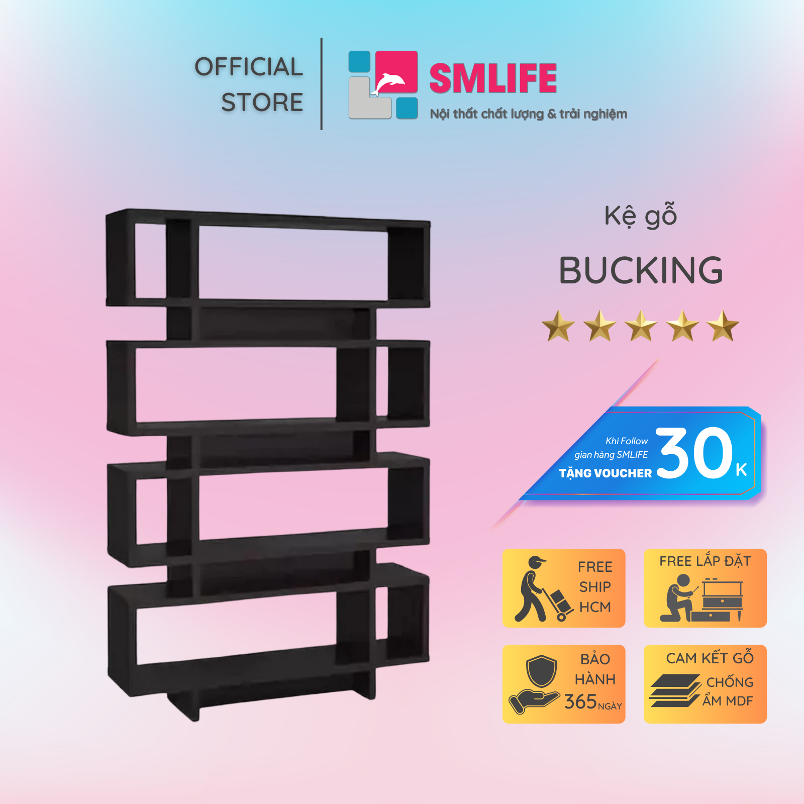 Giá đỡ sách gia đình thiết kế đẹp SMLIFE Bucking