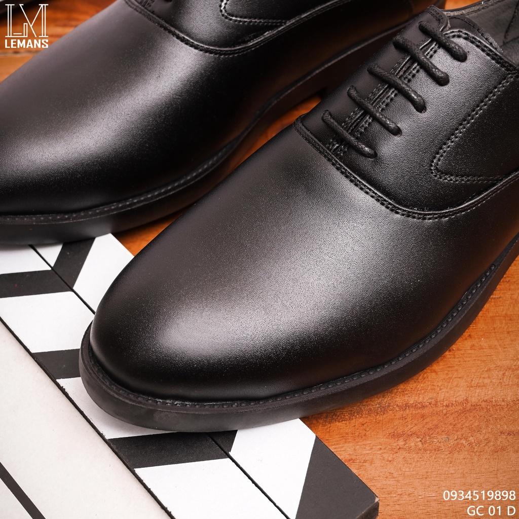 Giày da công sở Oxfords Wholecut Black LEMANS OX02 da bò nguyên Tấm bảo hành 12 tháng