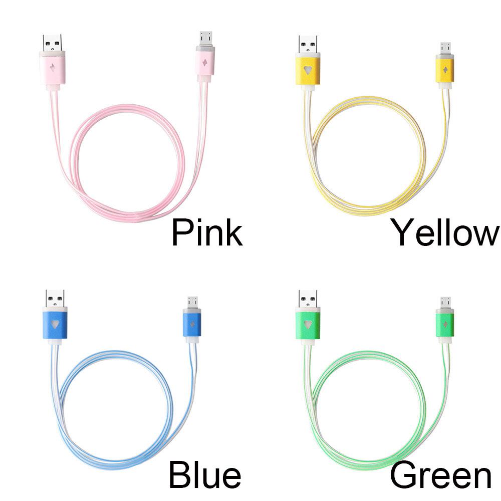 ☆YOLA☆ Glow Charger Cable Colorful Data Sync Micro USB New Charging Smart Phone Android LED Visible Light/Multicolor