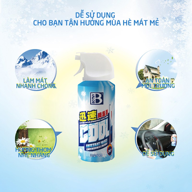 Bình xịt làm lạnh tức thời ô tô xe máy Instant Freeze Cool 260ml - Làm lạnh nhanh, khử mùi hiệu quả