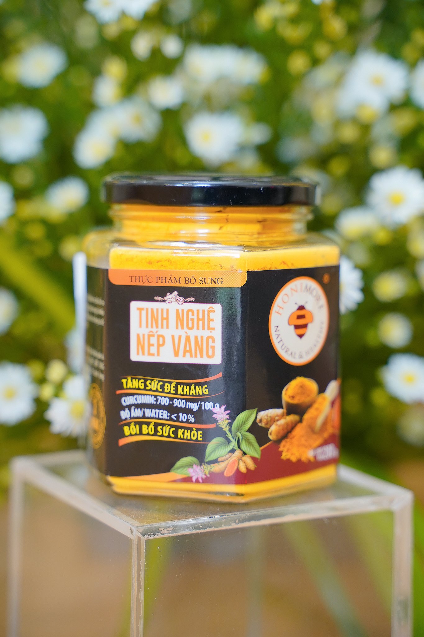 Combo Tinh nghệ nếp vàng Honimore 200g + Mật ong rừng Hoa Cao Nguyên 360g - Giúp hỗ trợ cải thiện đau dạ dày, chăm sóc da, tăng cường sức khỏe