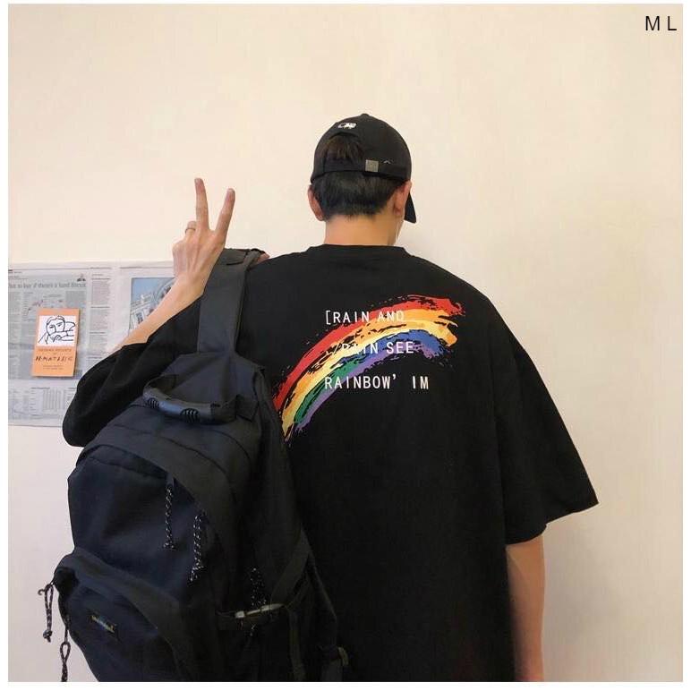 Áo thun tay lỡ RAINBOW CẦU VỒNG form rộng ulzzang couple nam nữ UNISEX