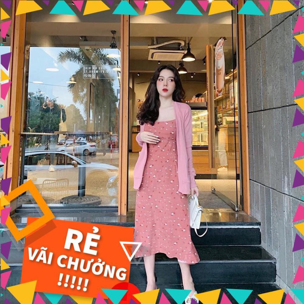 Set Váy 2 Dây Mix Cardigan Set Áo Khoác Phối Váy 2 Dây Dịu Dàng