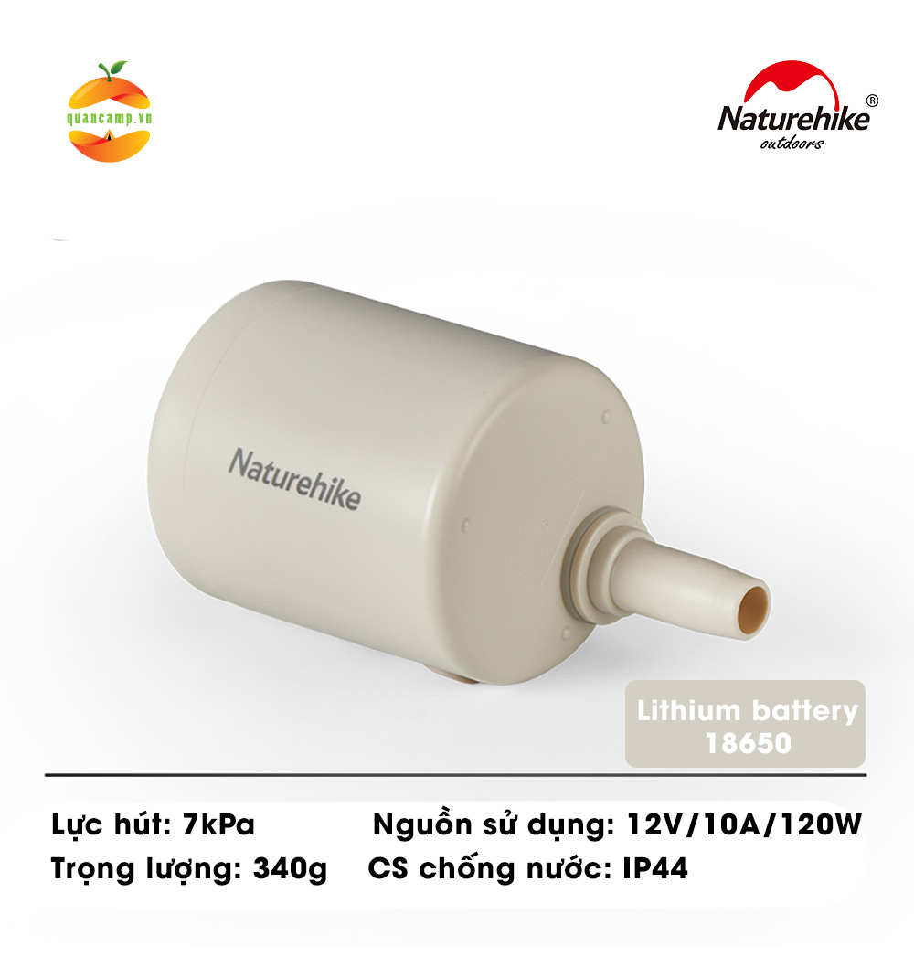 Bơm hơi sạc điện công suất cao Naturehike NH21ZM009