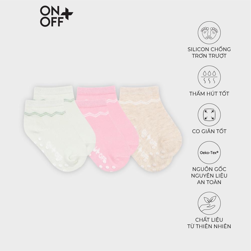 Pack 3 đôi tất cho bé 6-24 tháng tuổi ONOFF 100% cotton thấm hút vượt trội - H11SQ19067