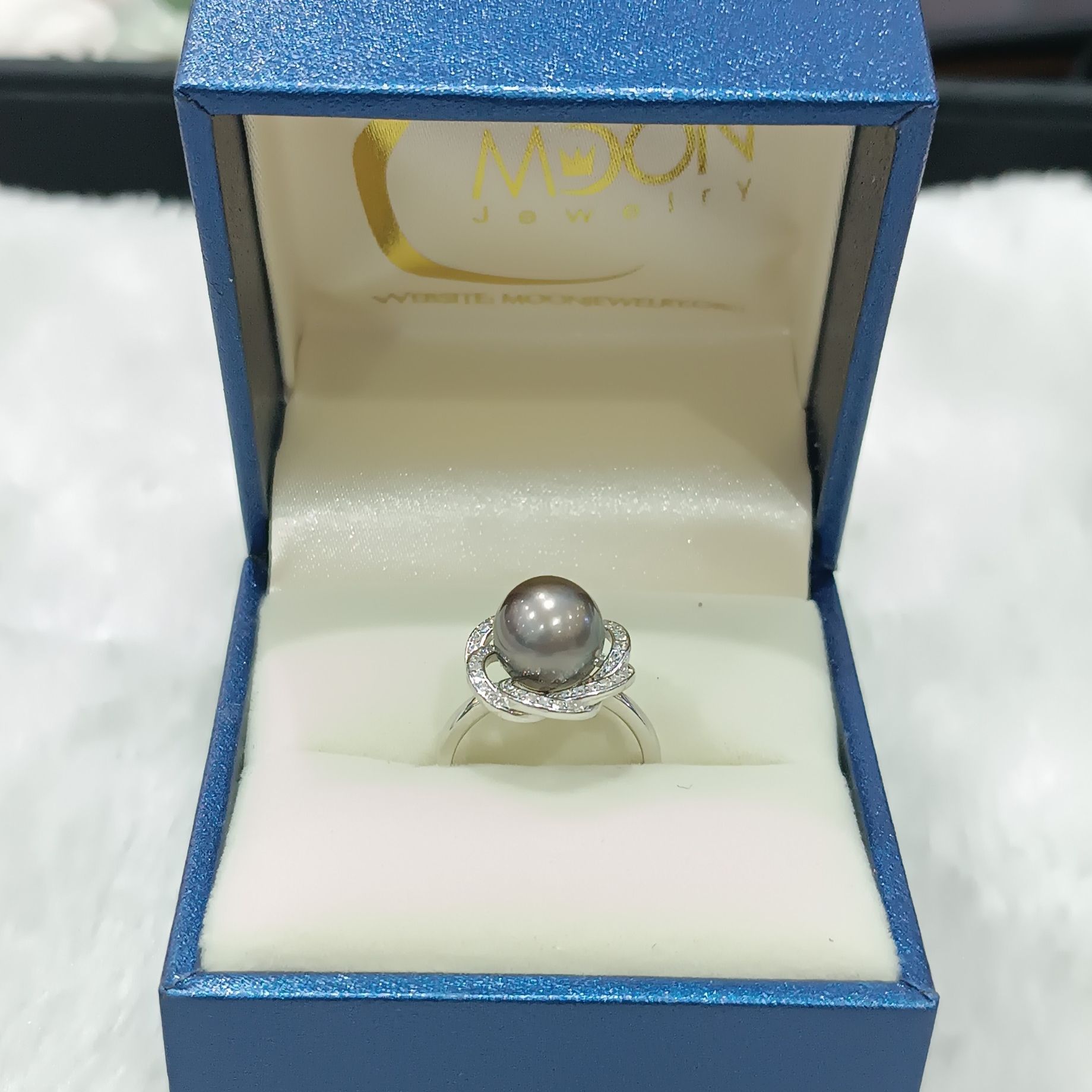 Nhẫn Ngọc Trai Nước Mặn Tahiti Ánh Nâu Free Size (N0609) - MOON Jewelry