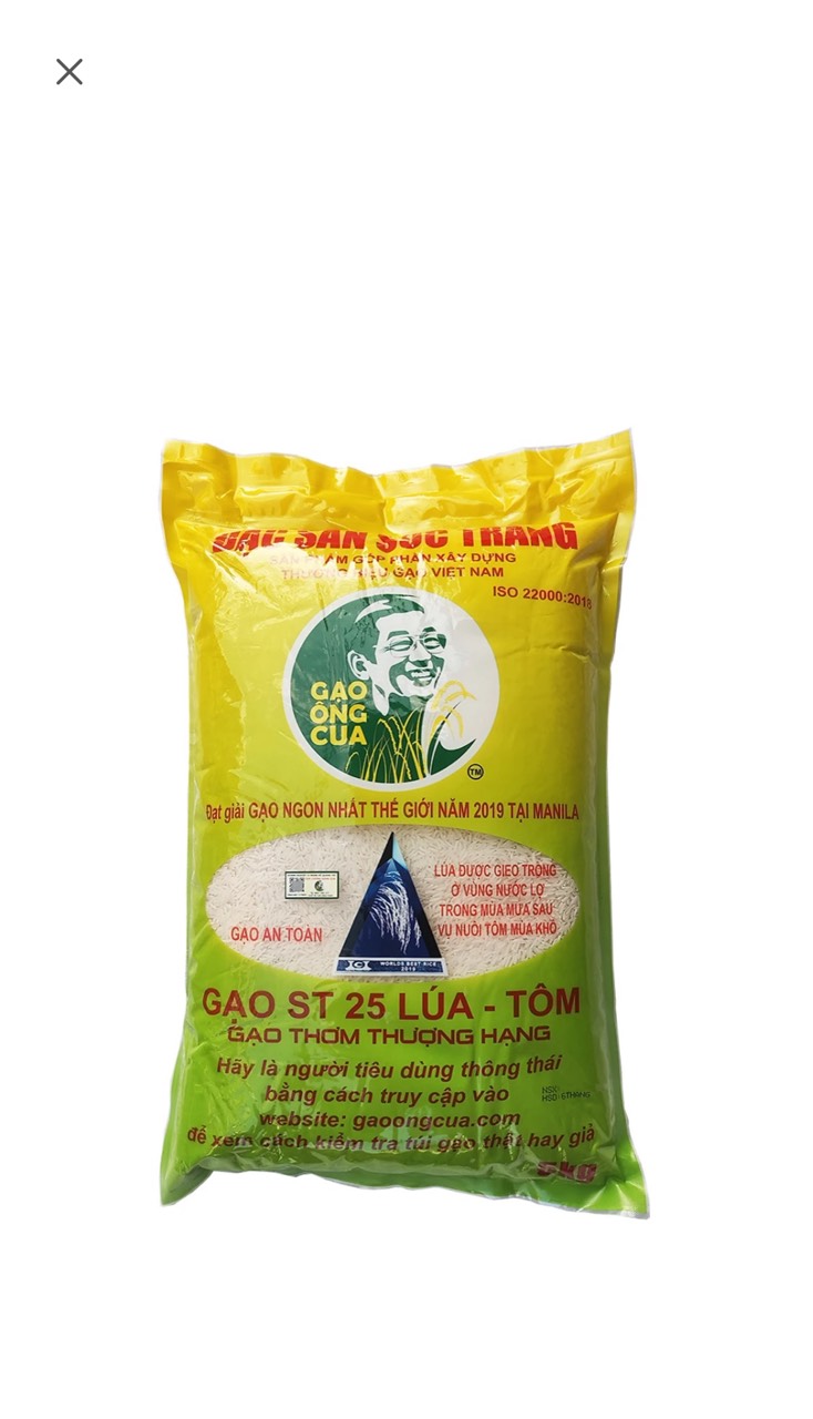 Gạo ST25 lúa tôm Thương hiệu ông cua túi 5kg