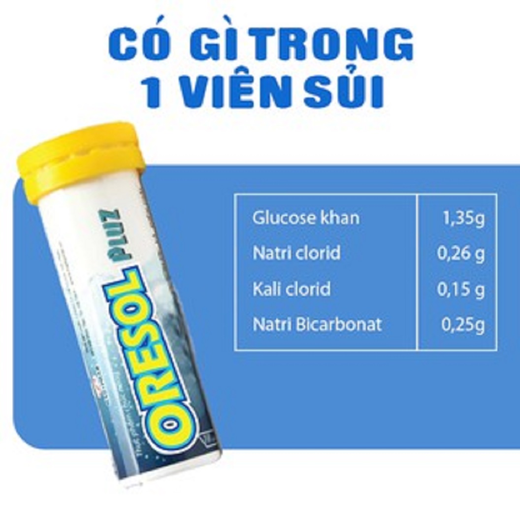 Combo 2 Tuýp Viên sủi bù nước và điện giải Oresol Pluz (10 viên)