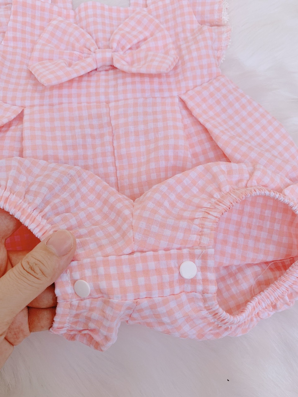 Body em bé gái - thiết kế Như Ý House - bodysuit ca rô hồng cho bé gái từ 5-13 kg