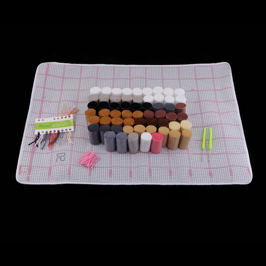 DIY Latch Hook Kit Embroidery Needlework Supplies for Tapestry Carpet Rug Pillow Mat Cushion 75x57cm
