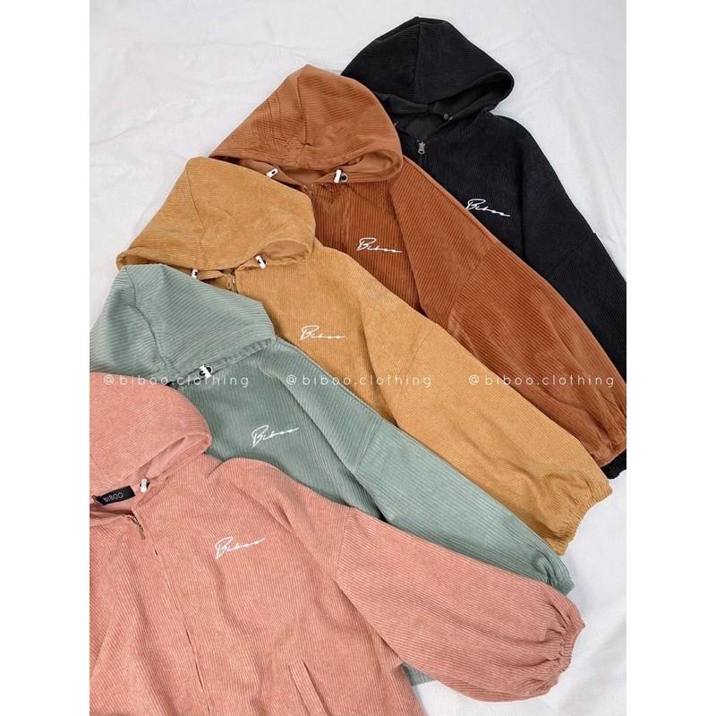 Áo khoác kaki nhung chữ ký ulzzang nam nữ