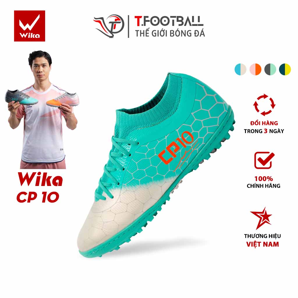 Giày Đá Bóng WIKA CP10 Cổ Giày Flyknit Ôm Chân Dẻo Dai Đàn Hồi Tốt – Xanh Bạc,38