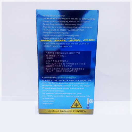 Bao cao su Power Men siêu mỏng 0.03 Invi hương bạc hà (Hộp 12 chiếc) - Tặng kèm gel Nhật - Hàng Chính Hãng - Che Tên Sản Phẩm