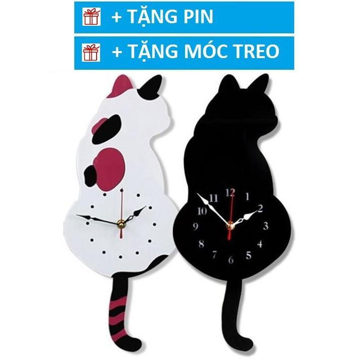 Đồng Hồ Treo Tường Quả Lắc Sáng Tạo Độc Đáo Mèo Vẫy Đuôi Cao Cấp
