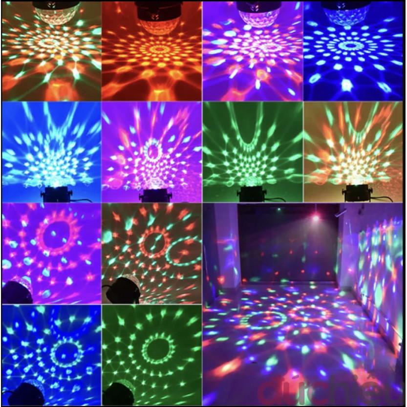 Đèn led cảm biến nhạc 7 màu xoay 360 độ, đèn trang trí karaoke, sân khấu.