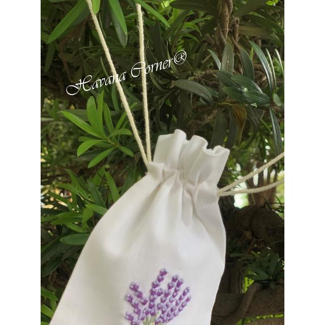 Túi dây rút mini thêu hoa Lavender 9*14.5 cm - Vietnam Handmade Pouch With Embroidery