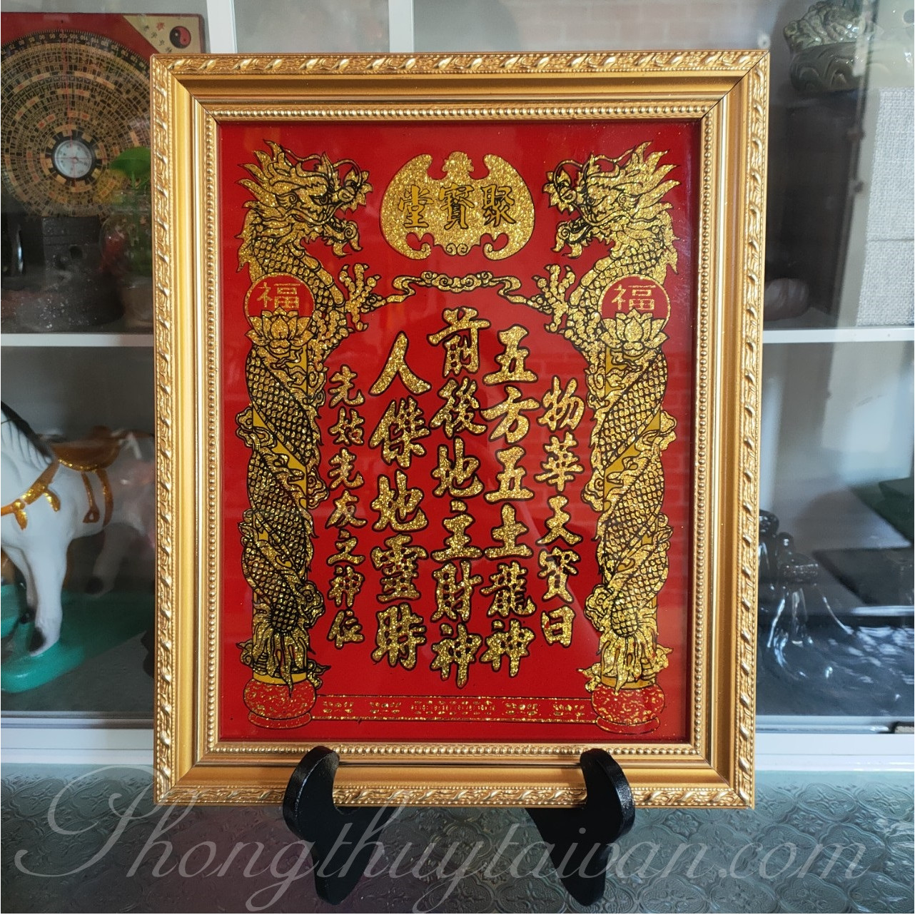 Bài vị Thần tài Thổ địa Kim sa Rồng 31cm*40cm