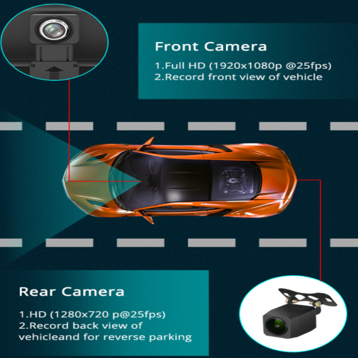 Camera hành trình đặt taplo ô tô nhãn hiệu tích hợp 4G, wifi, 7 inch, camera lùi, định vị GPS+BD K6