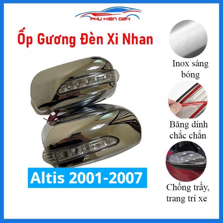 Ốp gương chiếu hậu Altis 2001-2002-2003-2004-2005-2006-2007 tích hợp Led xi nhan mạ crom bảo vệ chống trầy xe
