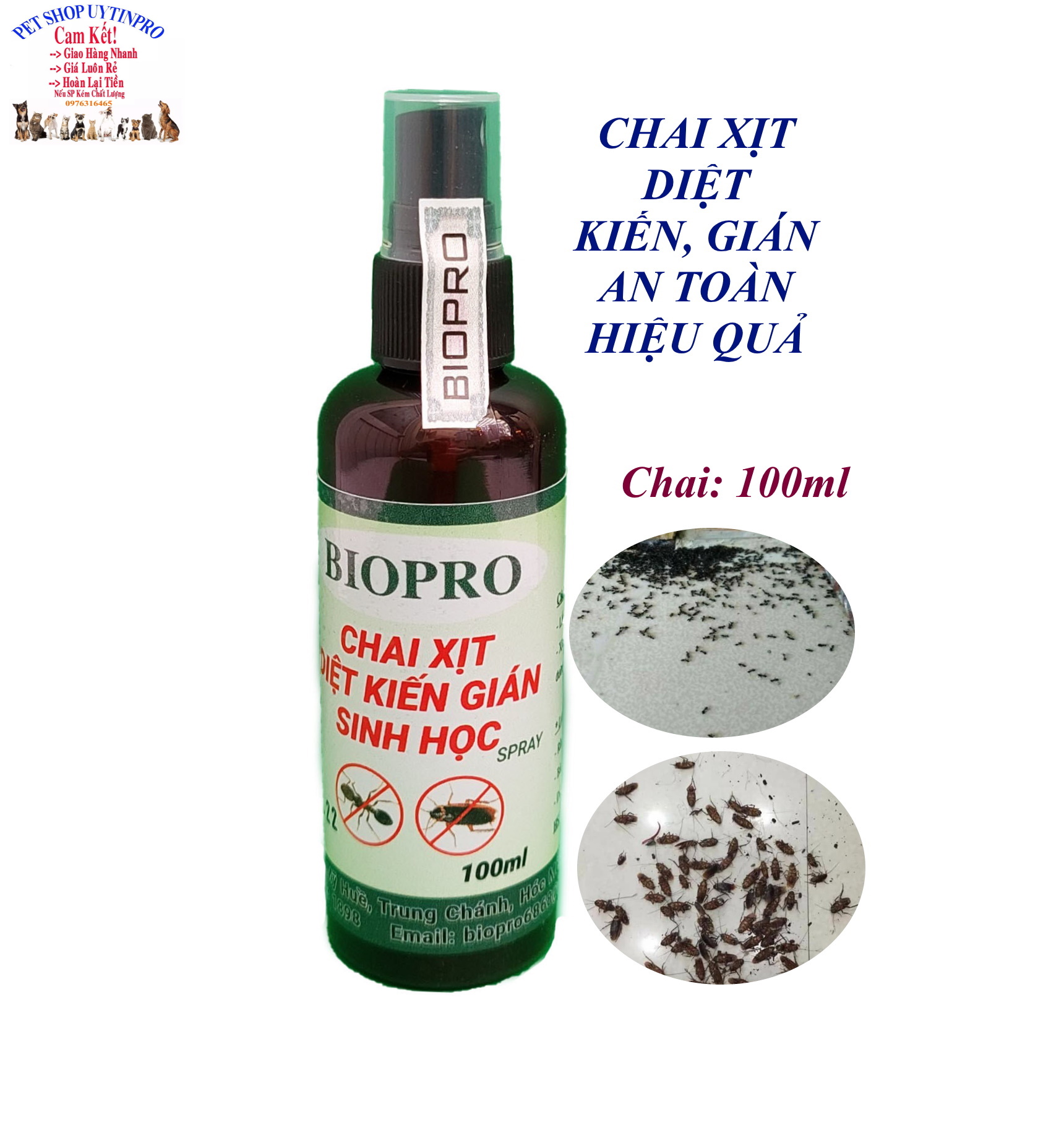 Chai xịt diệt sạch kiến, gián Sinh học BioPro Chai 100ml Giúp diệt kiến, gián tận gốc, an toàn, hiệu quả