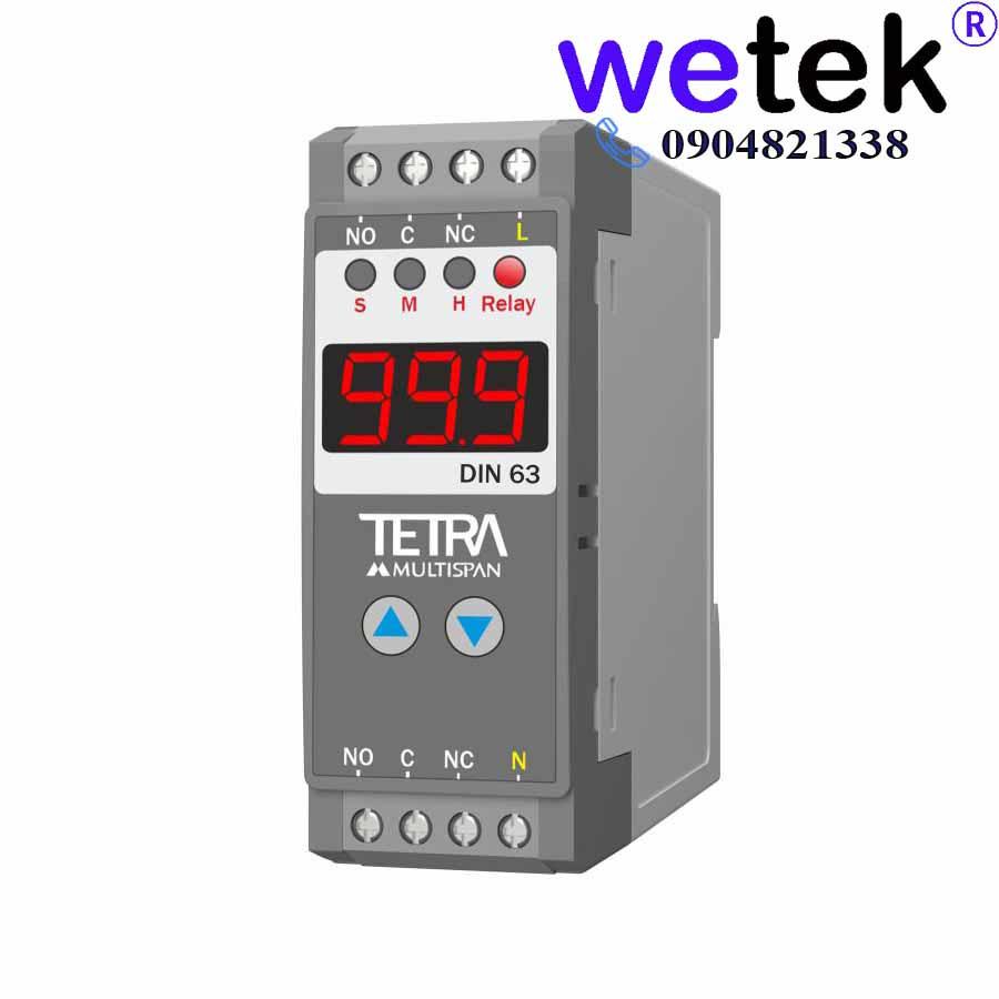 Rơ le Multispan DIN-63, timer hẹn giờ on off delay, màn LED, dải siêu rộng 0.999s tới 999h, siêu chính xác, bền bỉ, BH
