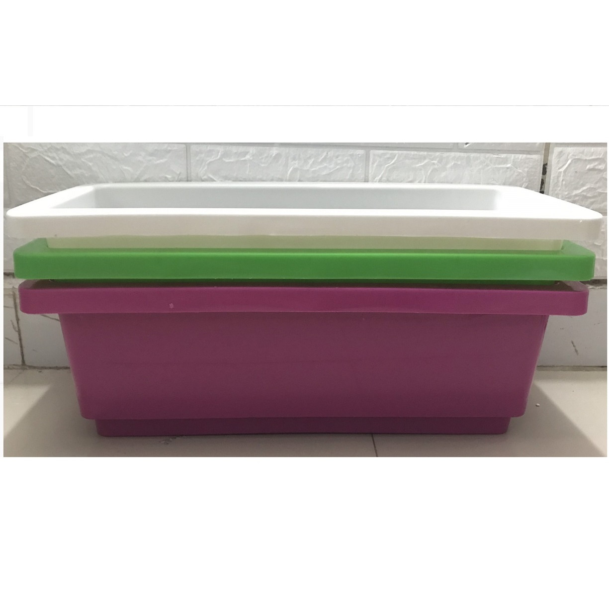 Combo 3 Chậu/ Khay/ Mánh Nhựa Trồng  Rau, Trồng Hoa, Cây Cảnh Kích Thước 48X20X16CM - Nhiều Màu