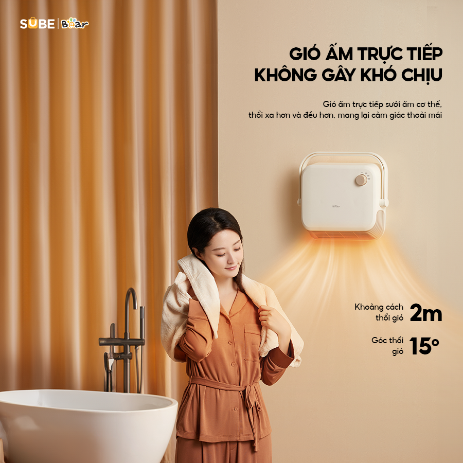 Quạt Sưởi Gốm Bear Máy Sưởi Mini Máy Sưởi Nhà Tắm Chống Thấm Nước Gió Nóng Lạnh Sử Dụng 4 Mùa Tiết Kiệm Điện DNQ-E20N1- Hàng Chính Hãng