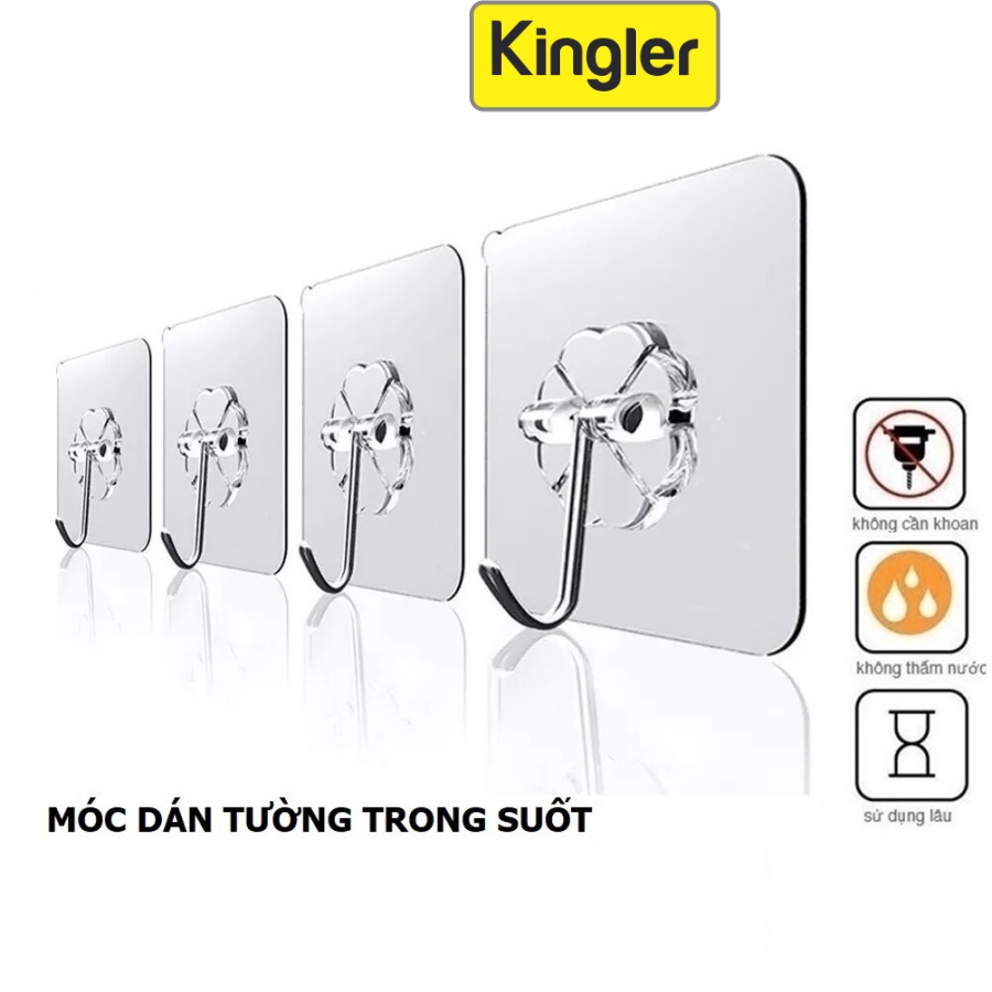 Móc Dán Tường Trong Suốt, Treo Đồ Dùng Tiện Dụng, Móc Dính Tường Siêu Dính, Giá Sỉ, Kingler 2213