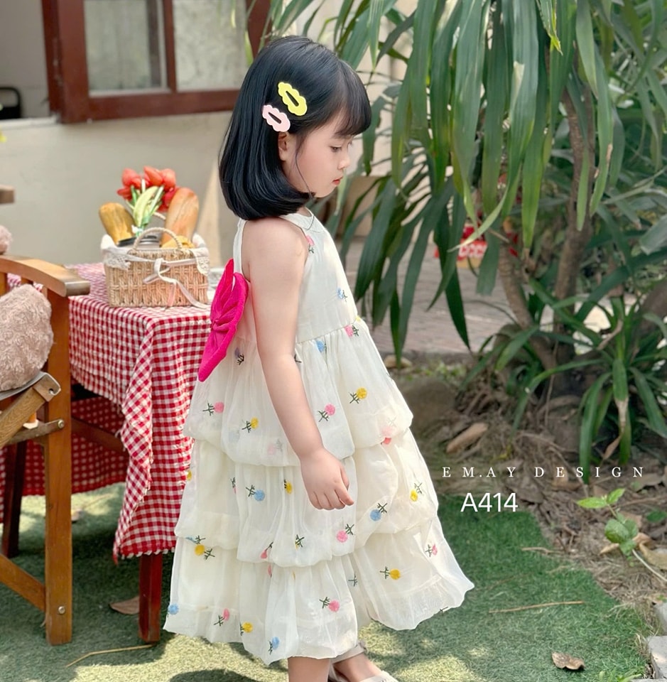Đầm váy công chúa cho bé gái phong cách Hàn Quốc từ 10-45kg chất voan mềm mát