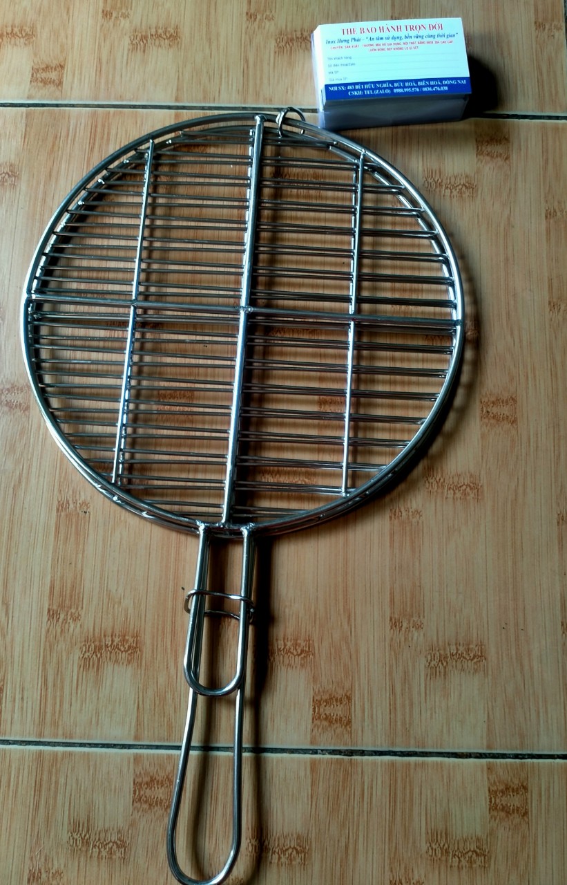 Vỉ nướng kẹp inox sus304 cao cấp - hoàn ngay 200% nếu bị gỉ sét - đường kính 27cm