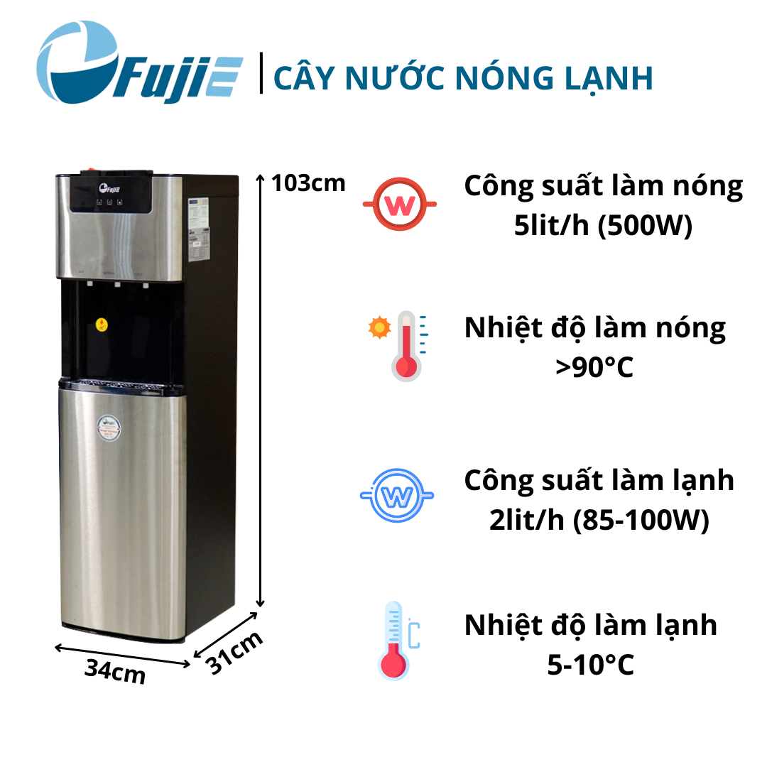 Cây nước nóng lạnh bình âm cao cấp FujiE WD7500C, làm lạnh nhanh bằng Block - Hàng chính hãng