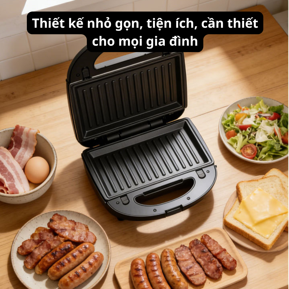 Máy kẹp nướng bánh mì 3IN1 Lumabella LB-58061 đa năng, công suất cao 750W, khay nướng chống dính cao cấp, dễ dàng tháo lắp khay, dễ dùng - DELIYA - HÀNG CHÍNH HÃNG