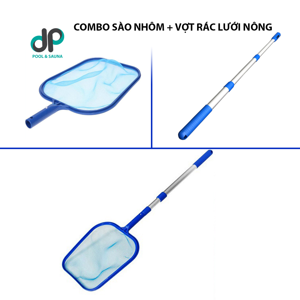 VỢT RÁC kèm SÀO NHÔM - Thiết bị vệ sinh bể bơi, hồ cá chuyên dụng