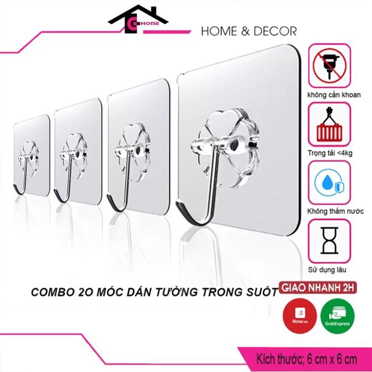 (Combo 20) móc dán tường trong suốt,decor phòng ngủ chịu lực cực tốt