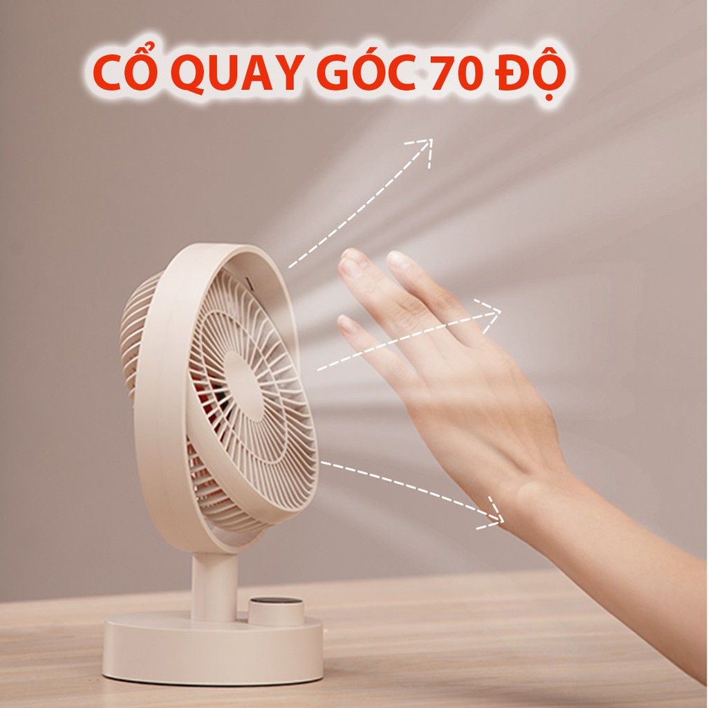 Quạt tích điện để bàn Sothing, dung lượng pin 2000mAh, màn hình LED hiển thị hàng chính hãng