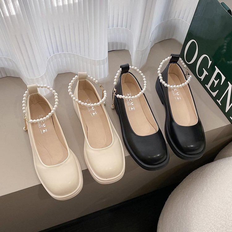 Giày Búp Bê Mũi Tròn Da Bóng Đế Đốc 2cm Quai Ngọc Điệu Đà G184